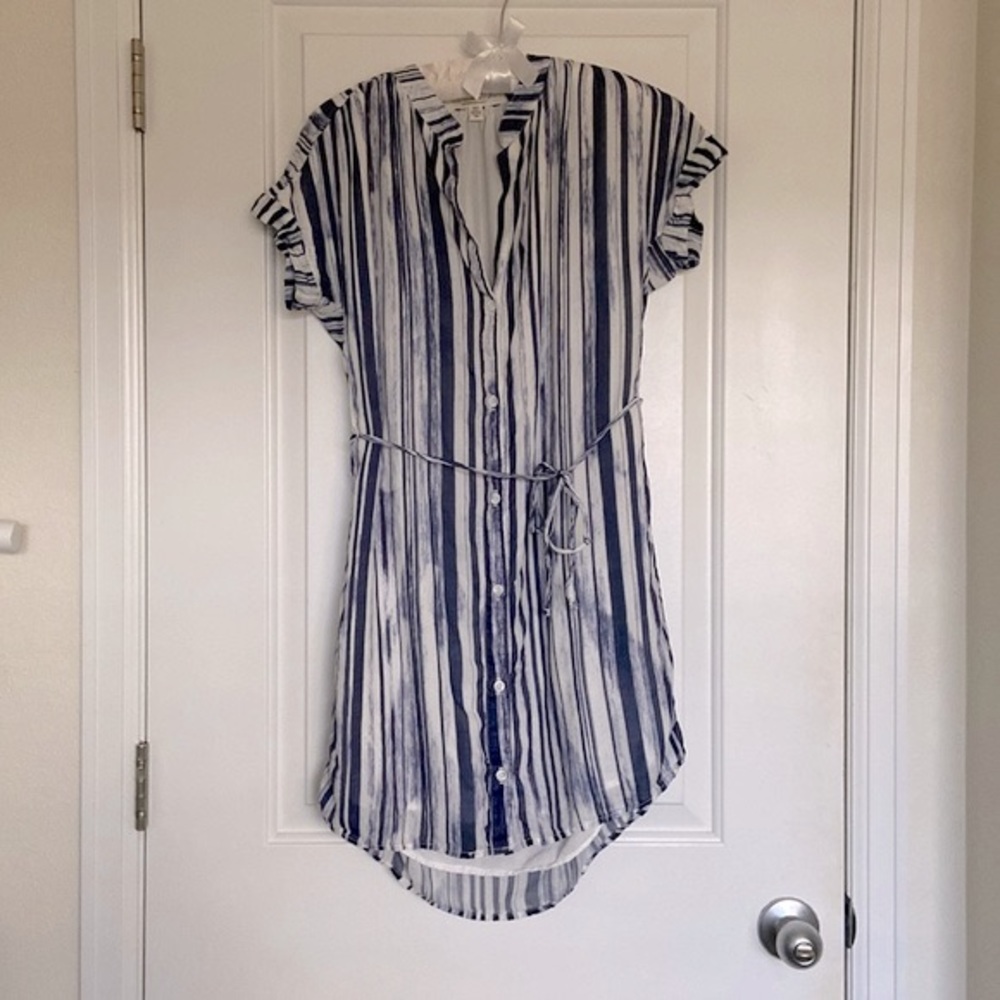 Anthropologie Cloth & Stone button up tie waist shirt dress size XS
